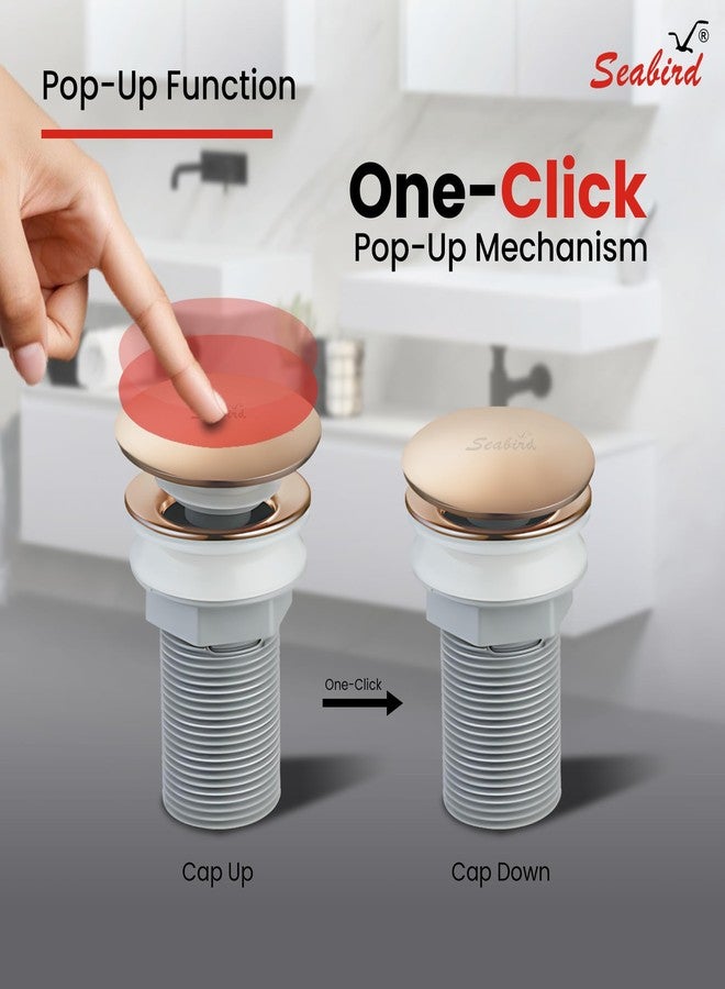 SEABIRD Pop-up Waste Coupling 3" SS 304 Stainless Steel with ABS Body | Rose Gold Finish Basin Drain Stopper | Durable & Easy Install Bathroom & Kitchen Sink Drain - Image 3